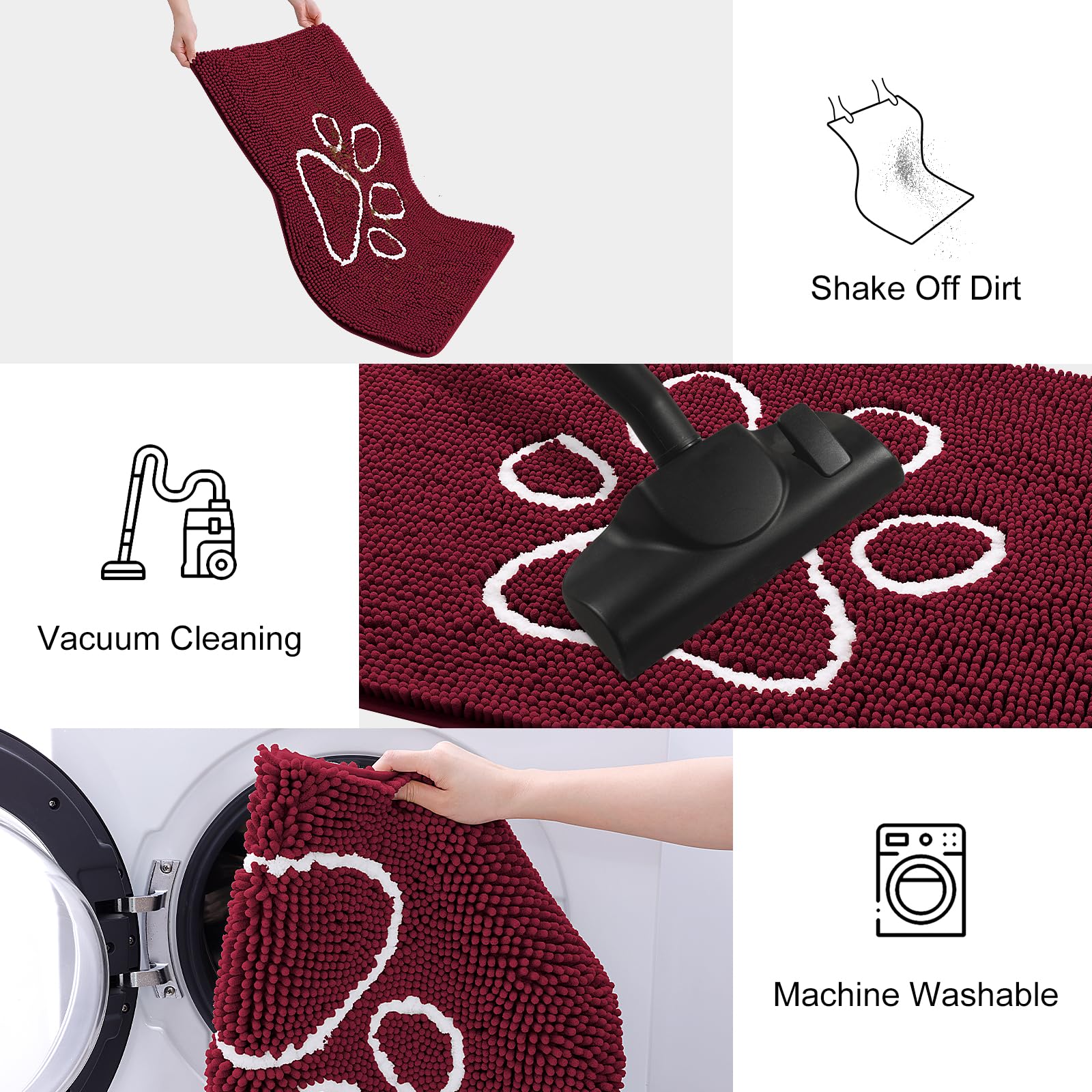 Smiry burgundy and white mat suits entryways, lobbies, patios with sophisticated color