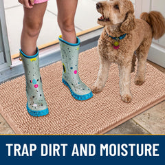 Smiry dog door mat chenille-soft-pile provides warm comfort for pets.
