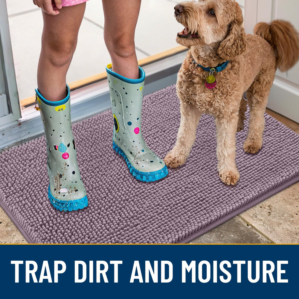 Smiry dog door mat dirt-trapping performance keeps entryways cleaner after wet walks.
