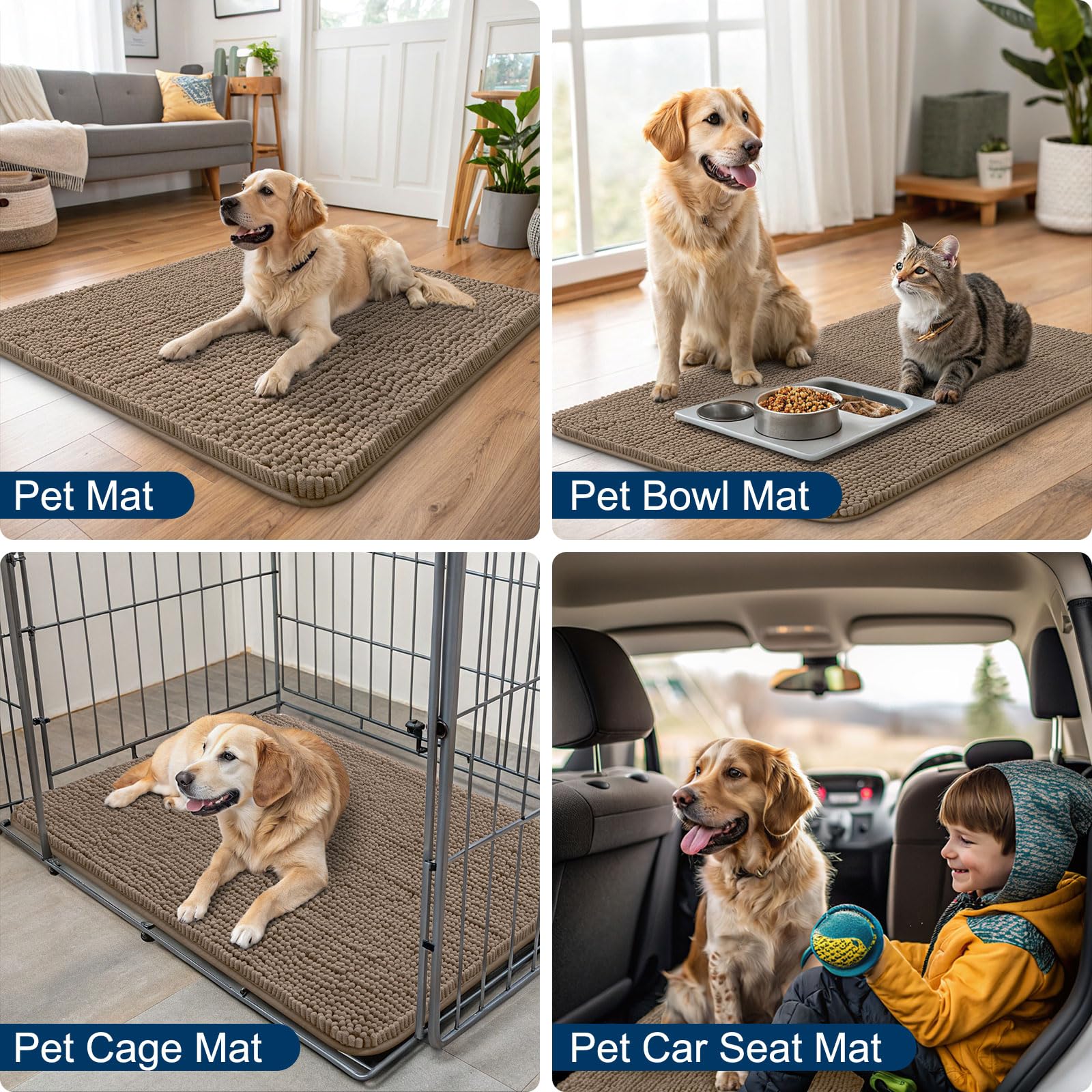 Smiry entryway moisture-absorb camel mat dries after rain
