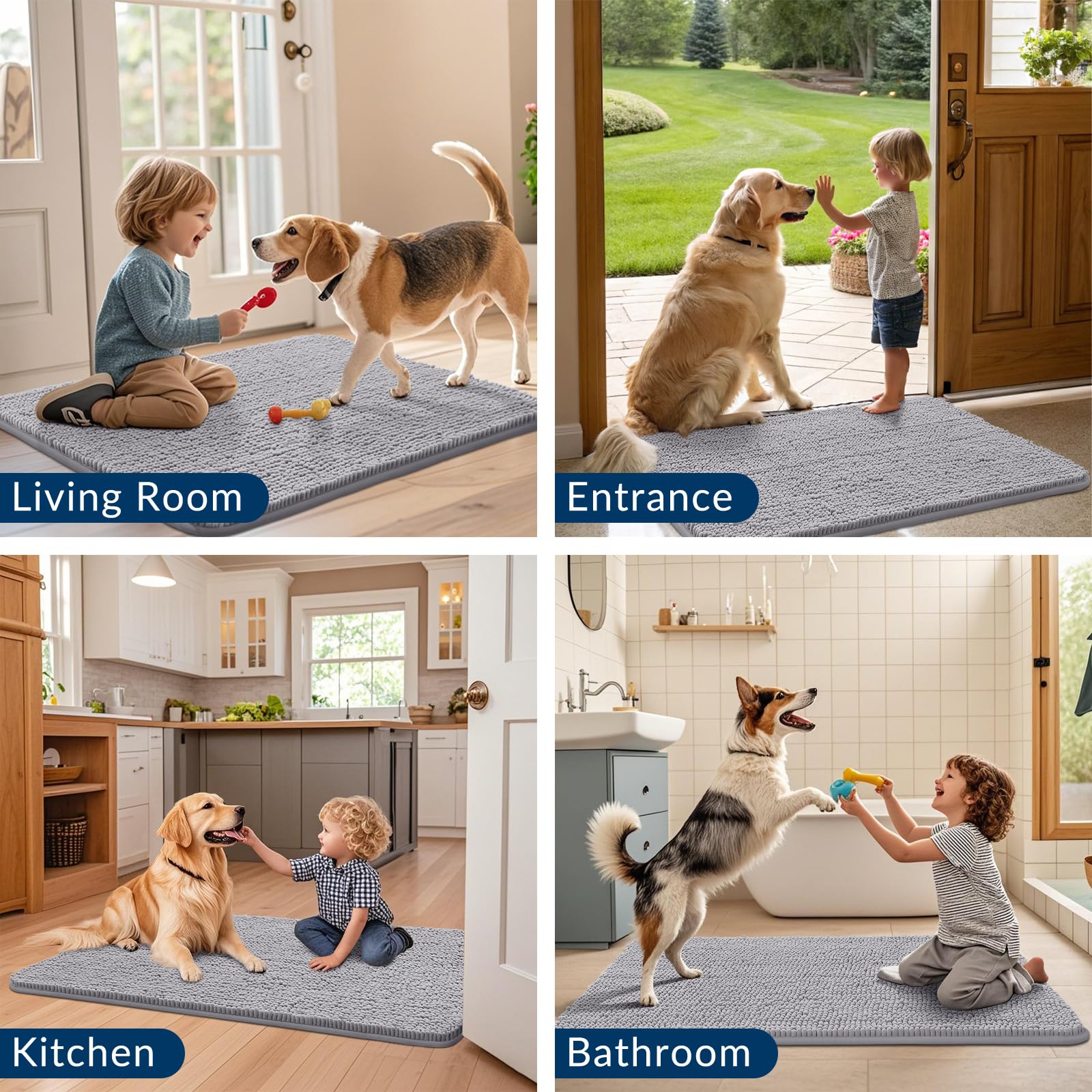 Smiry dog door mat fast-drying chenille after outdoor adventures