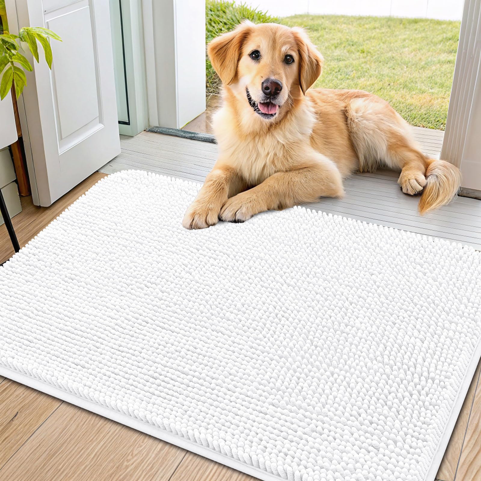 Smiry Dog Door Mat front door 36x24 protects floors from muddy paws