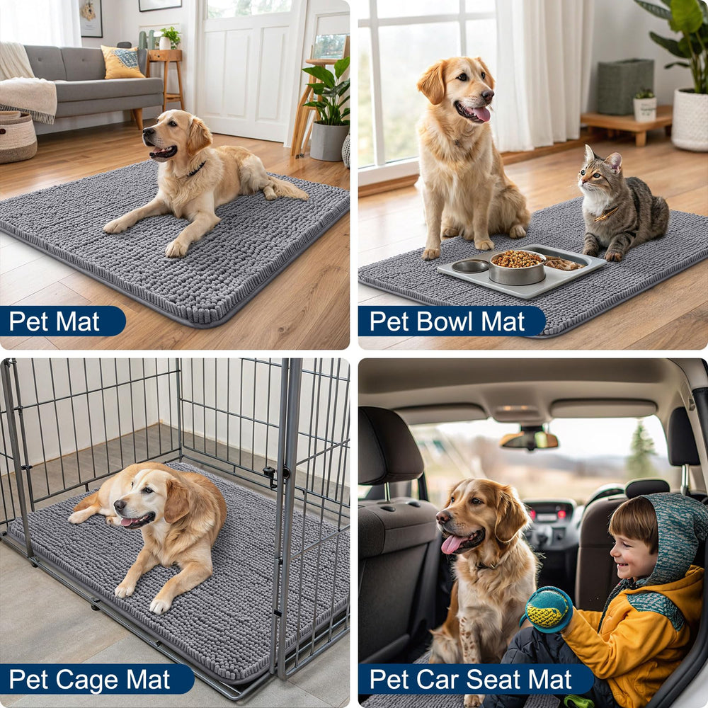 Smiry dog door mat gray color complements decor while catching dirt.