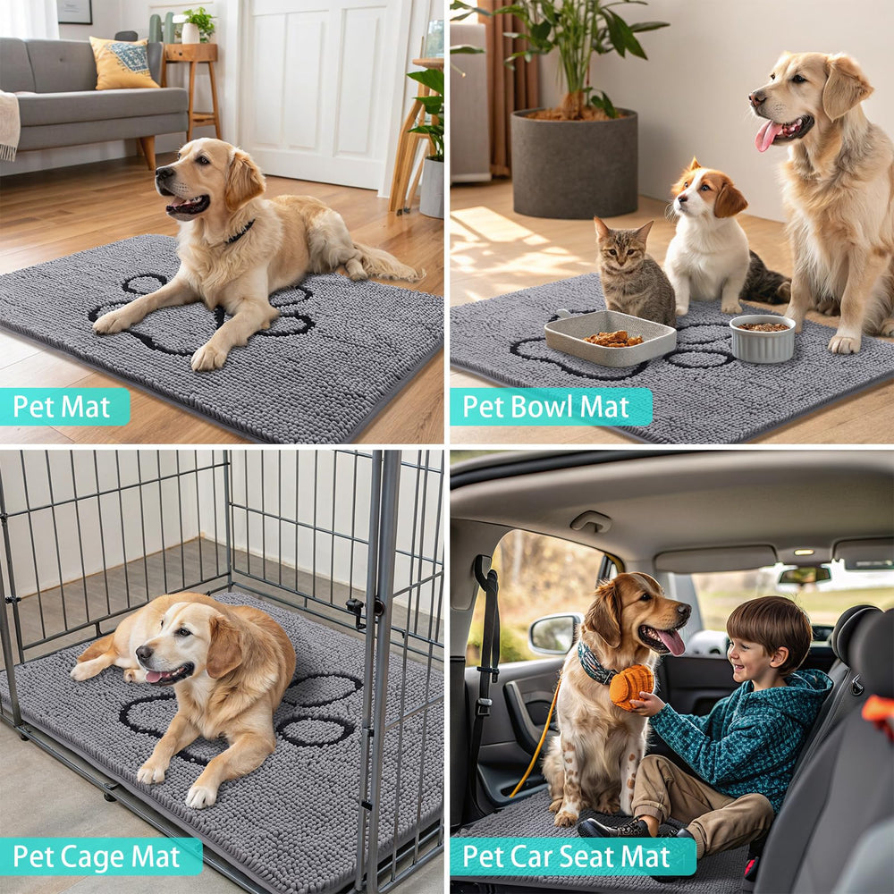 Smiry dog door mat durable-chenille-fiber provides long-lasting softness.