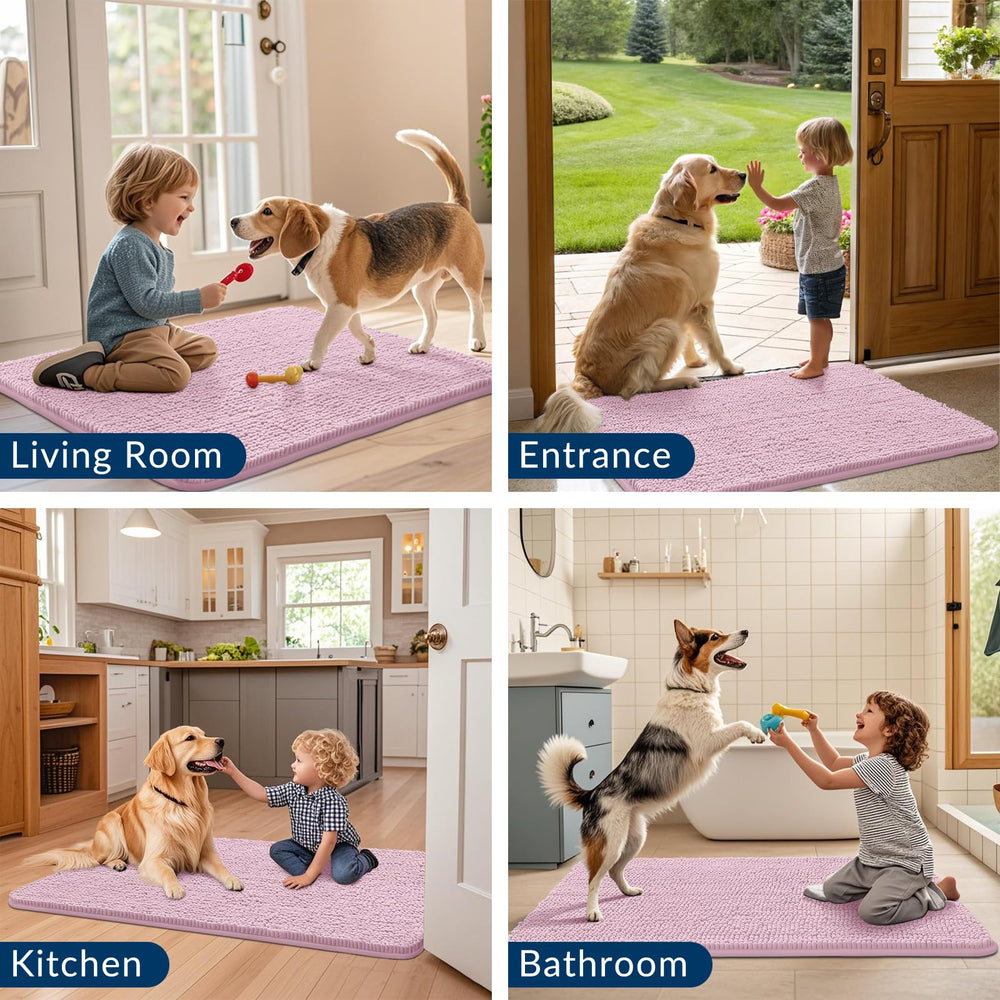 Smiry dusty-rose mat welcomes pets while protecting interior surfaces