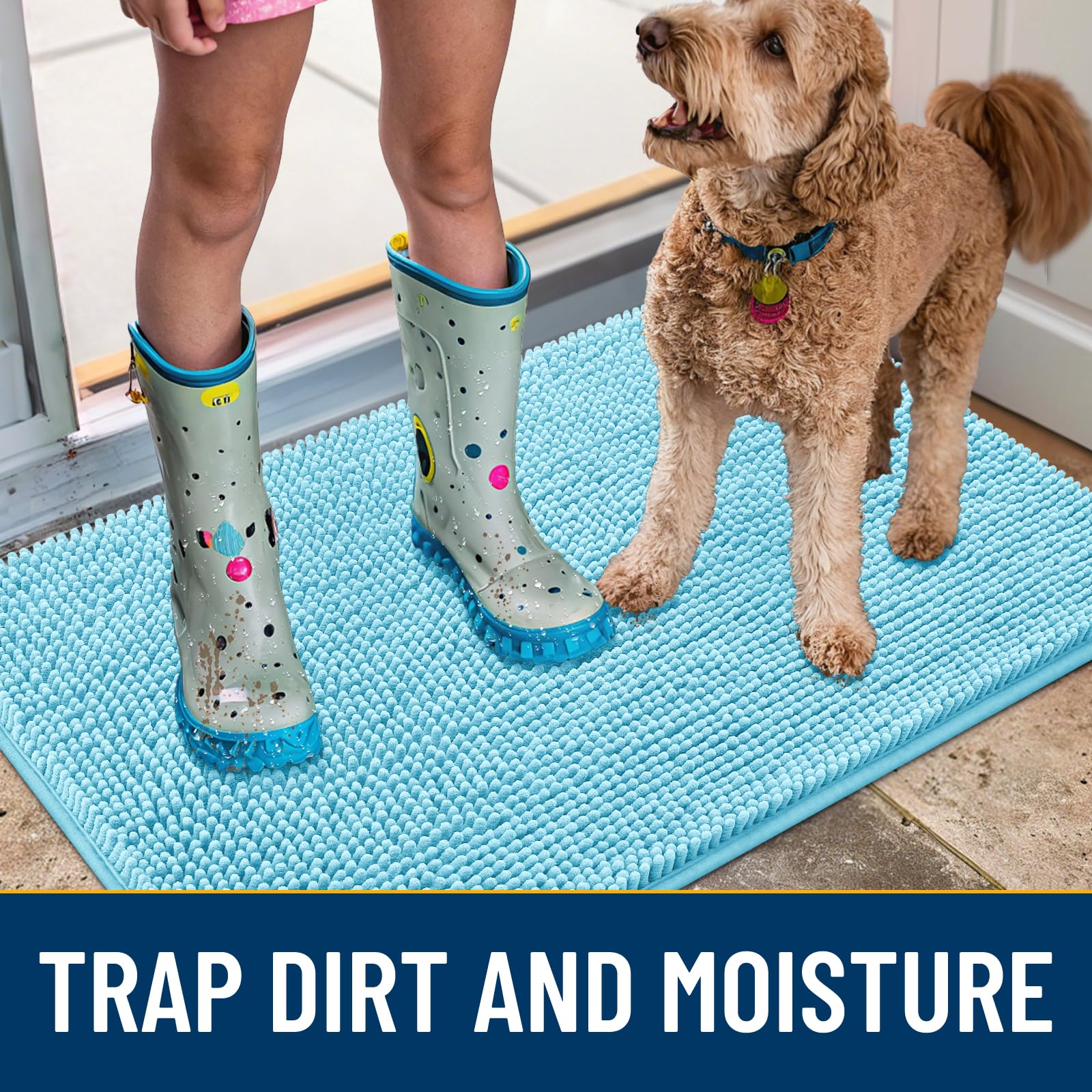 Smiry low-profile door mat fits under doors traps dirt
