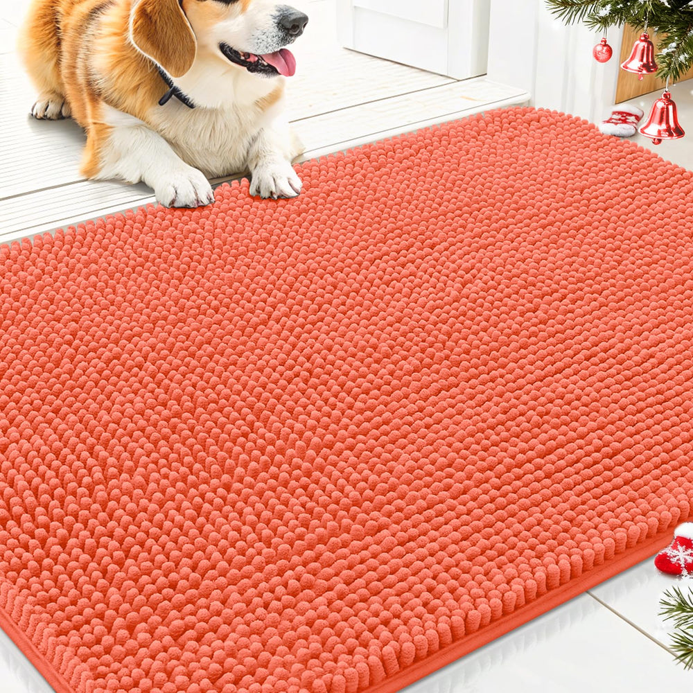 Smiry dog door mat 30x20 with muddy-paws focus absorbs moisture and protects floors