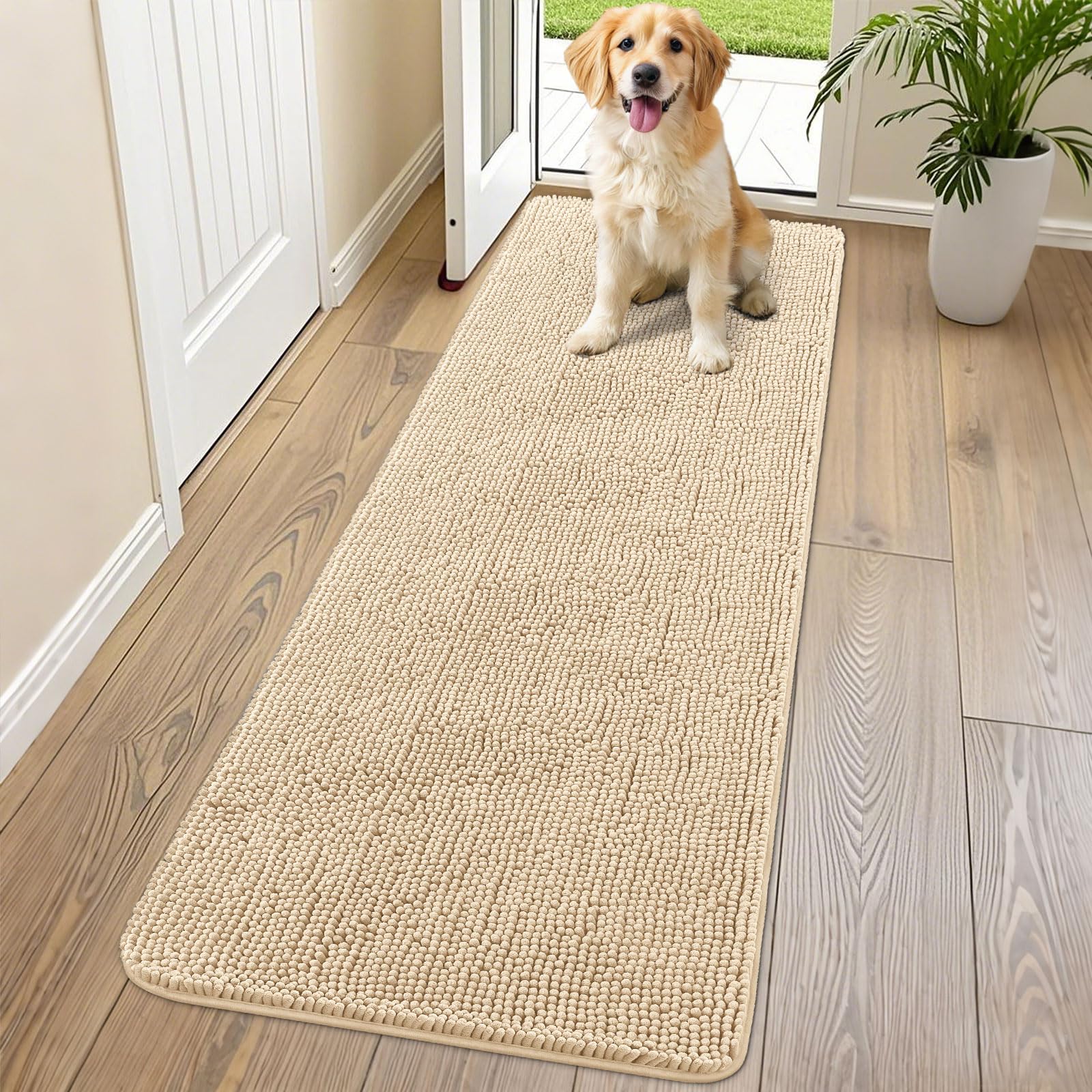 Smiry dog door mat muddy-paws 70x24 absorbs moisture to reduce tracking
