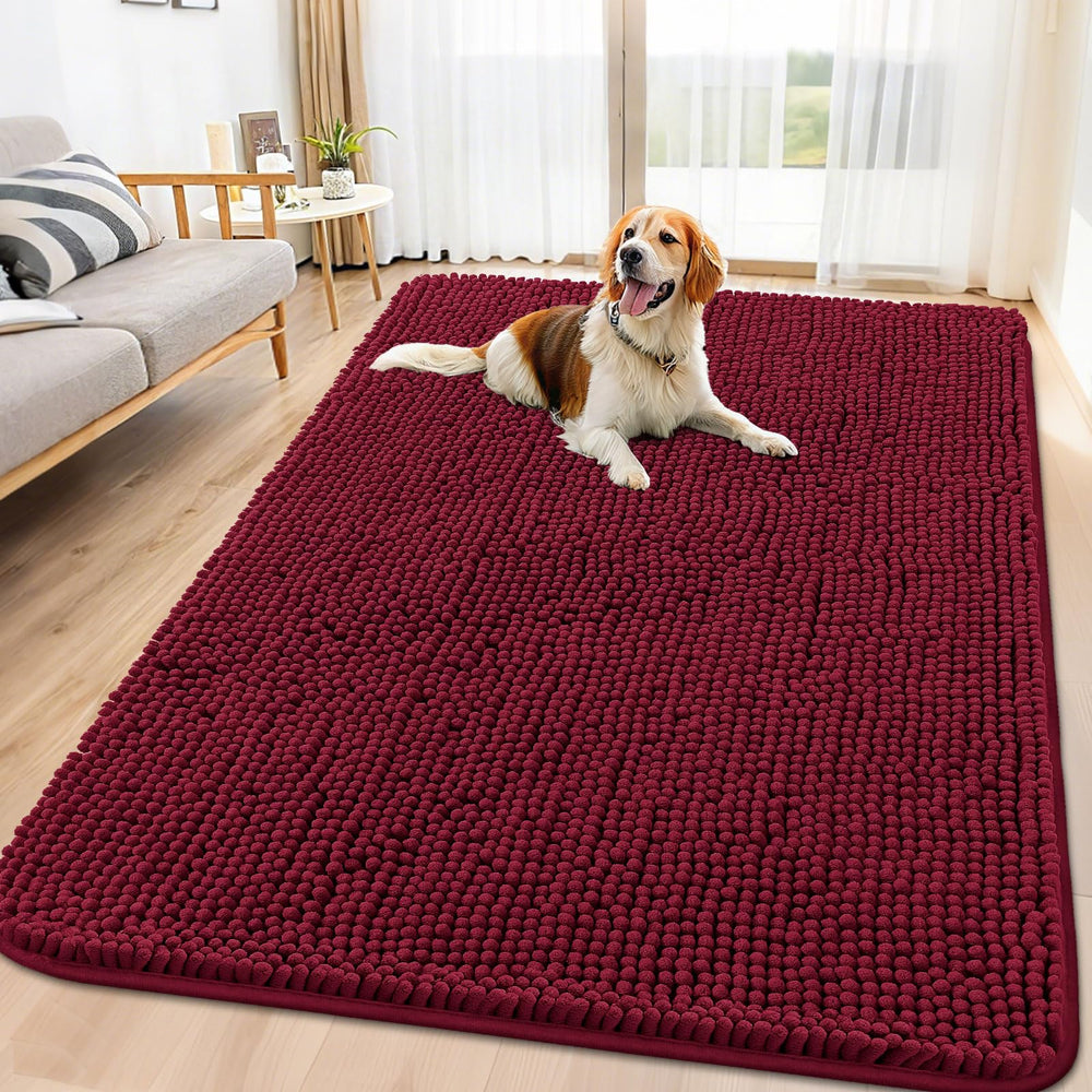 Smiry dog door mat with muddy paws captures moisture and dirt at the entry