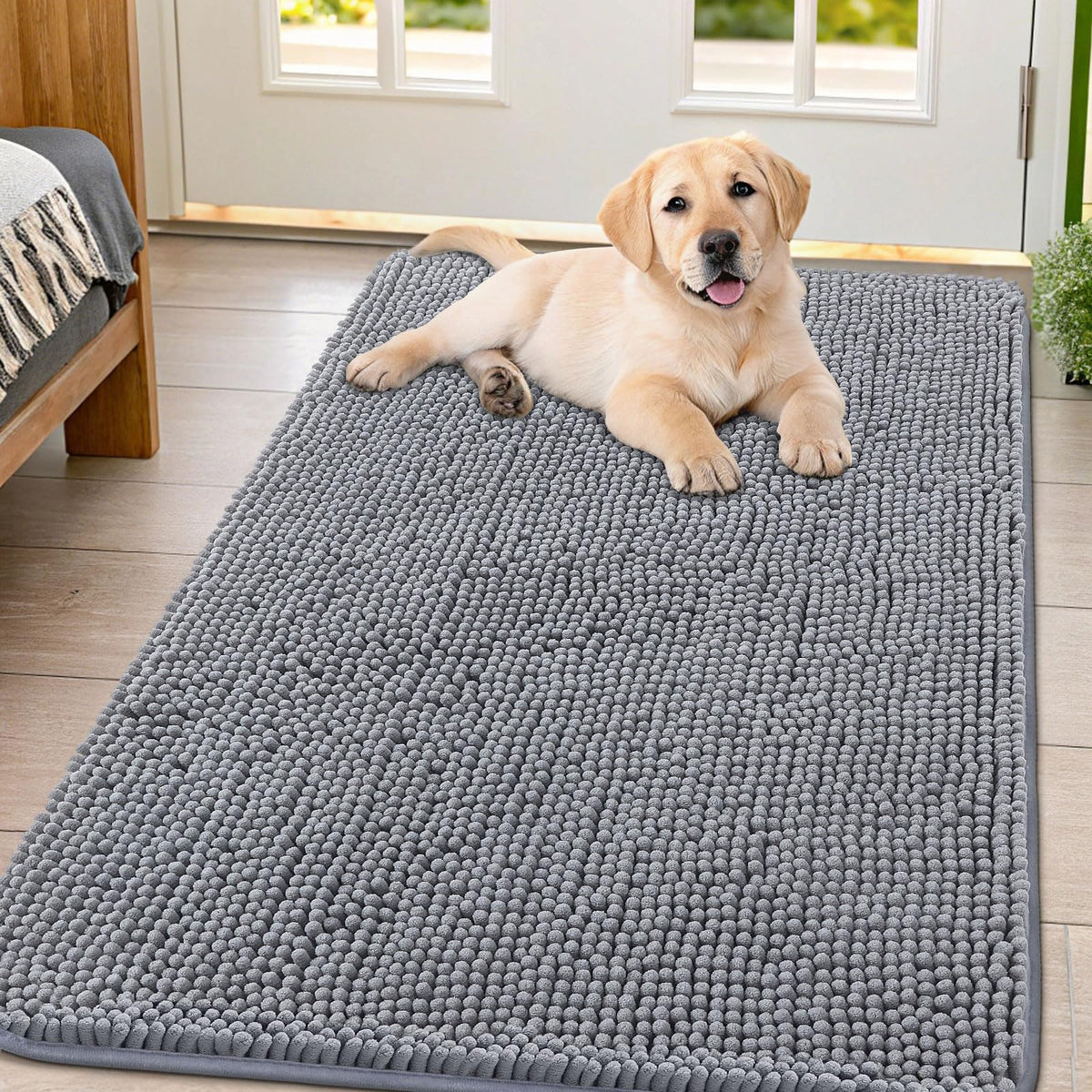 Smiry dog door mat muddy-paws-absorb-moisture keeps entryways cleaner.