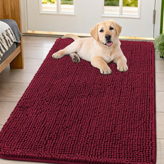 Smiry dog door mat close-up shows absorbent plush for muddy paws and moisture control.