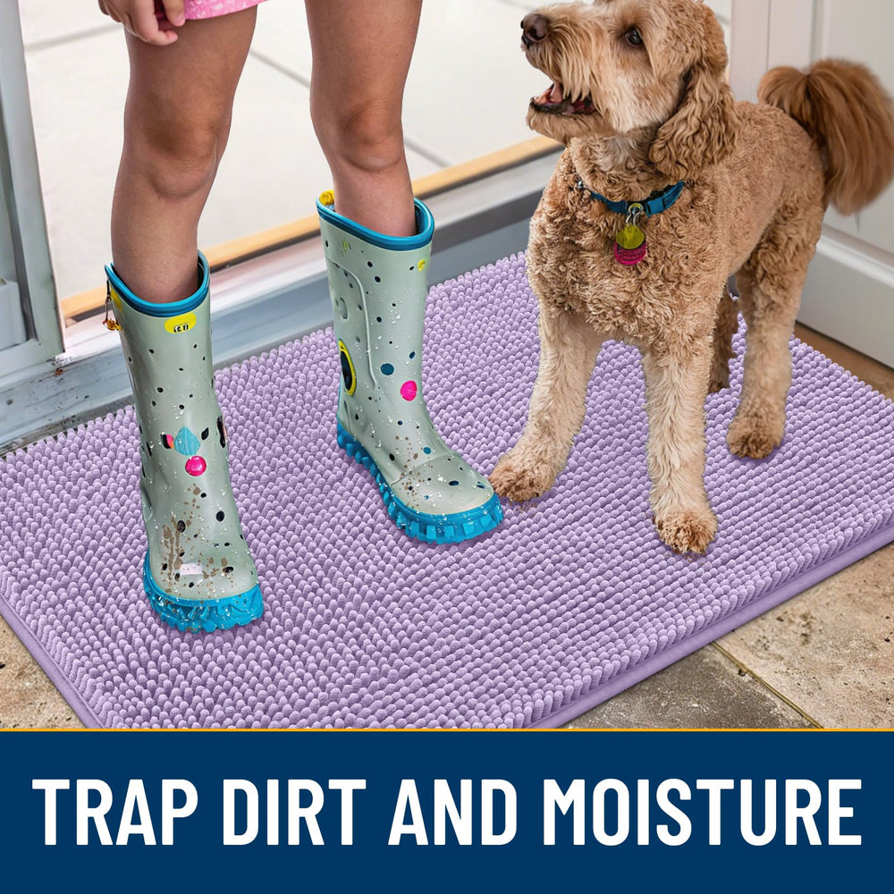 Smiry dog door mat muddy paws absorbent dirt-trap captures mud and water.