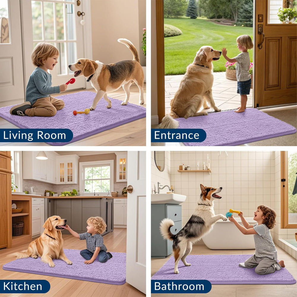 Smiry dog door mat muddy paws easy-clean-care supports shake-off and machine wash.