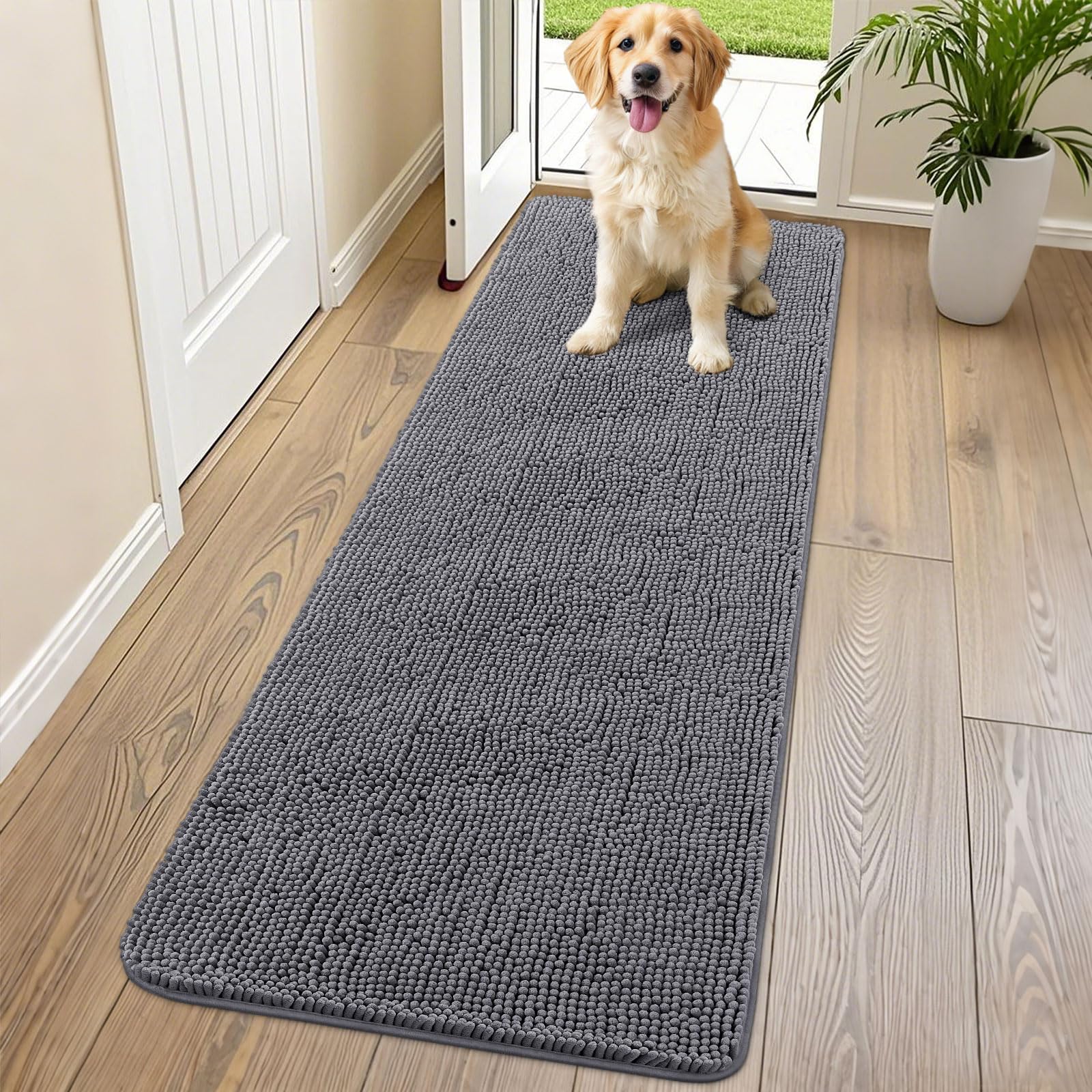 Smiry dog door mat muddy paws front door; catches moisture and dirt for cleaner floors