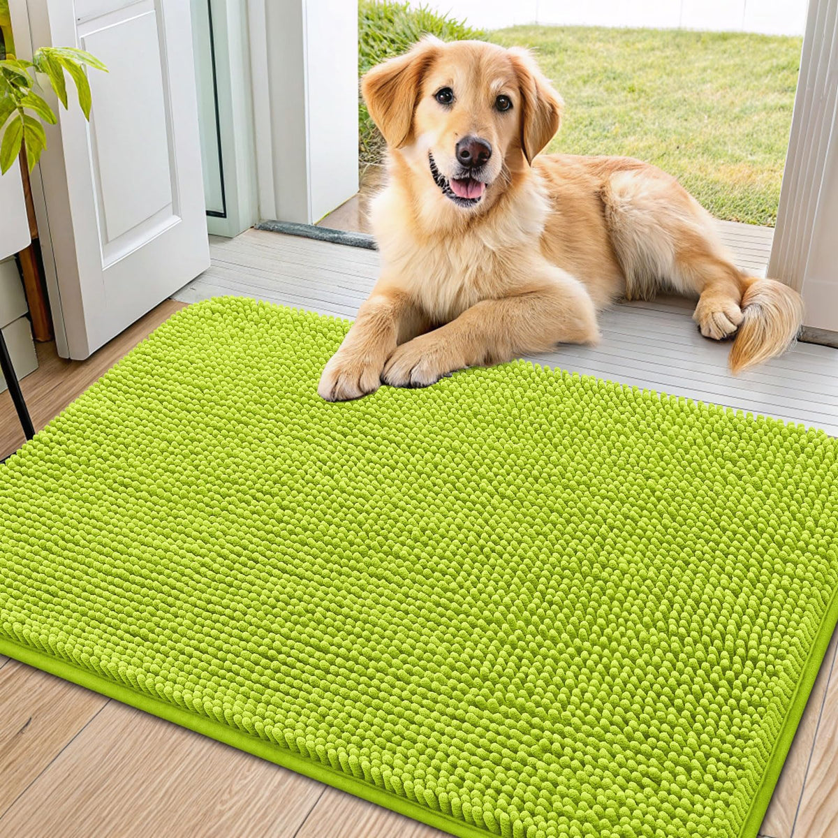 Smiry dog door mat soft-pile cushions paws at entryways.