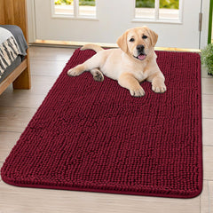 Smiry dog door mat muddy paws shows plush chenille for cozy paws and moisture absorption.
