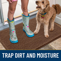 Smiry dog door mat non-slip backing close-up ensures mat stays put on dry floors.