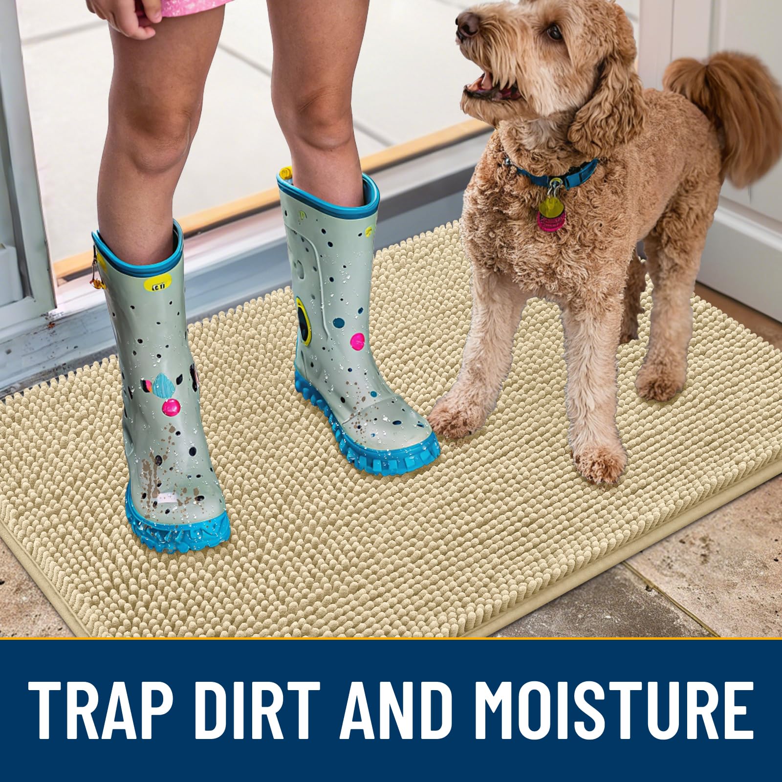 Smiry dog door mat non-slip backing visible on clean floor.