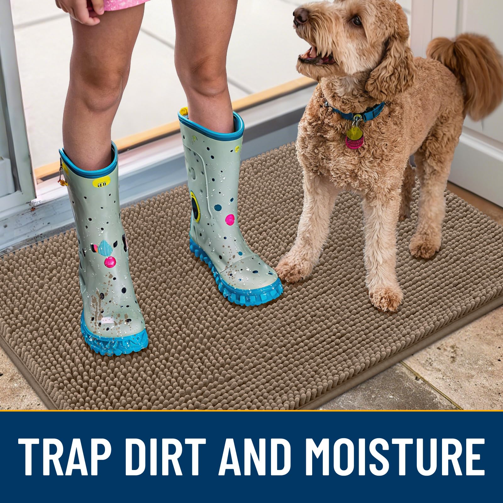 Smiry non-slip rubber backing camel mat prevents slipping on wet floors