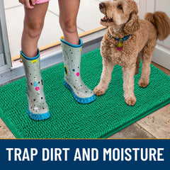 Smiry dog door mat showing non-slip backing; stable on dry floors