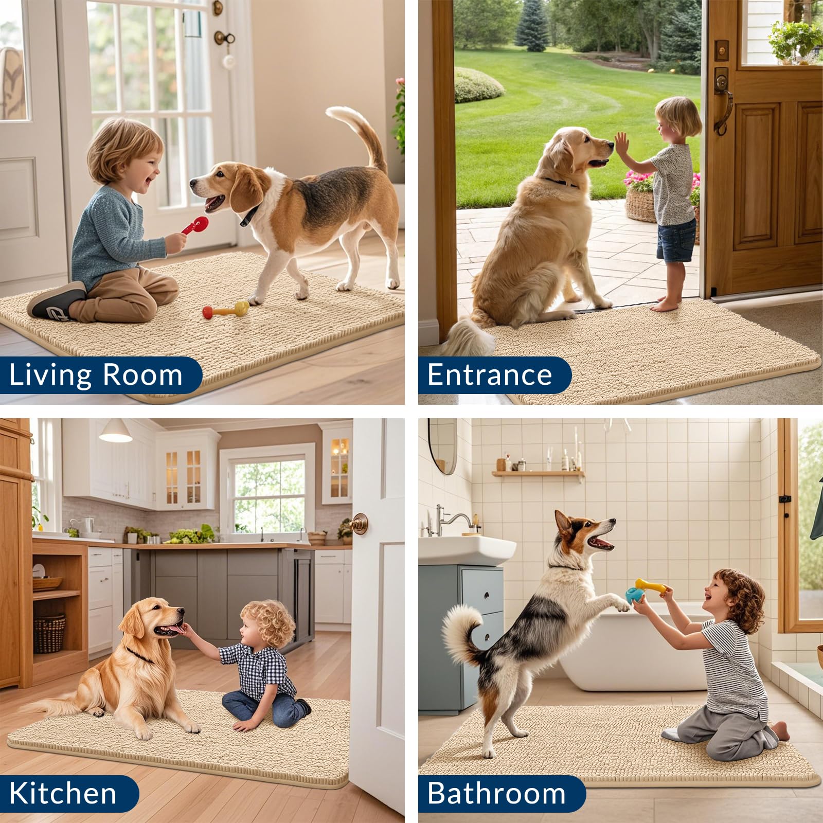 Smiry dog door mat washable-care quick-dry aids cleaning routine