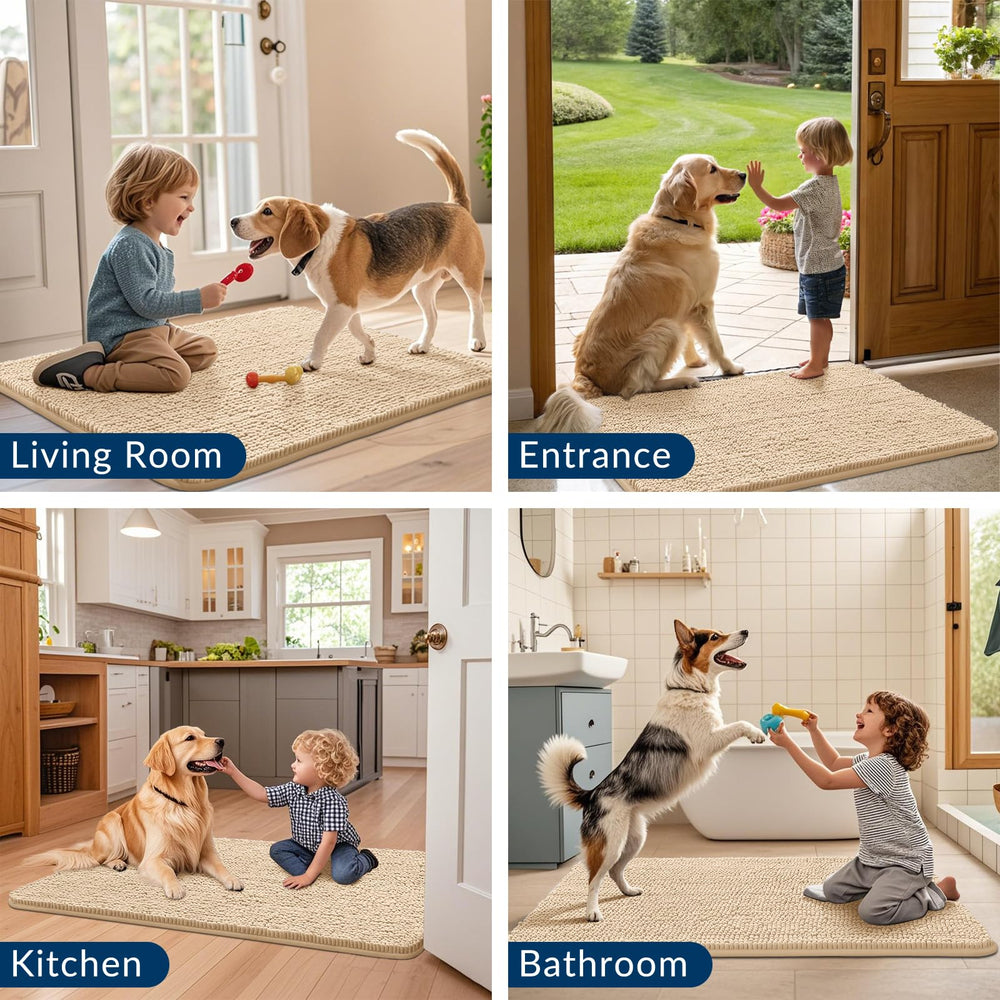 Smiry dog door mat washable-care quick-dry aids cleaning routine