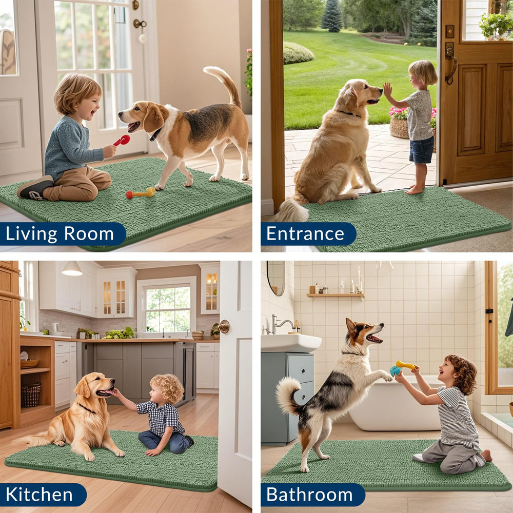 Smiry dog door mat olive-green machine-washable for easy cleaning