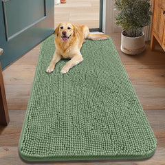 Smiry dog door mat olive-green soft pile close-up showing plush comfort for pets at the door