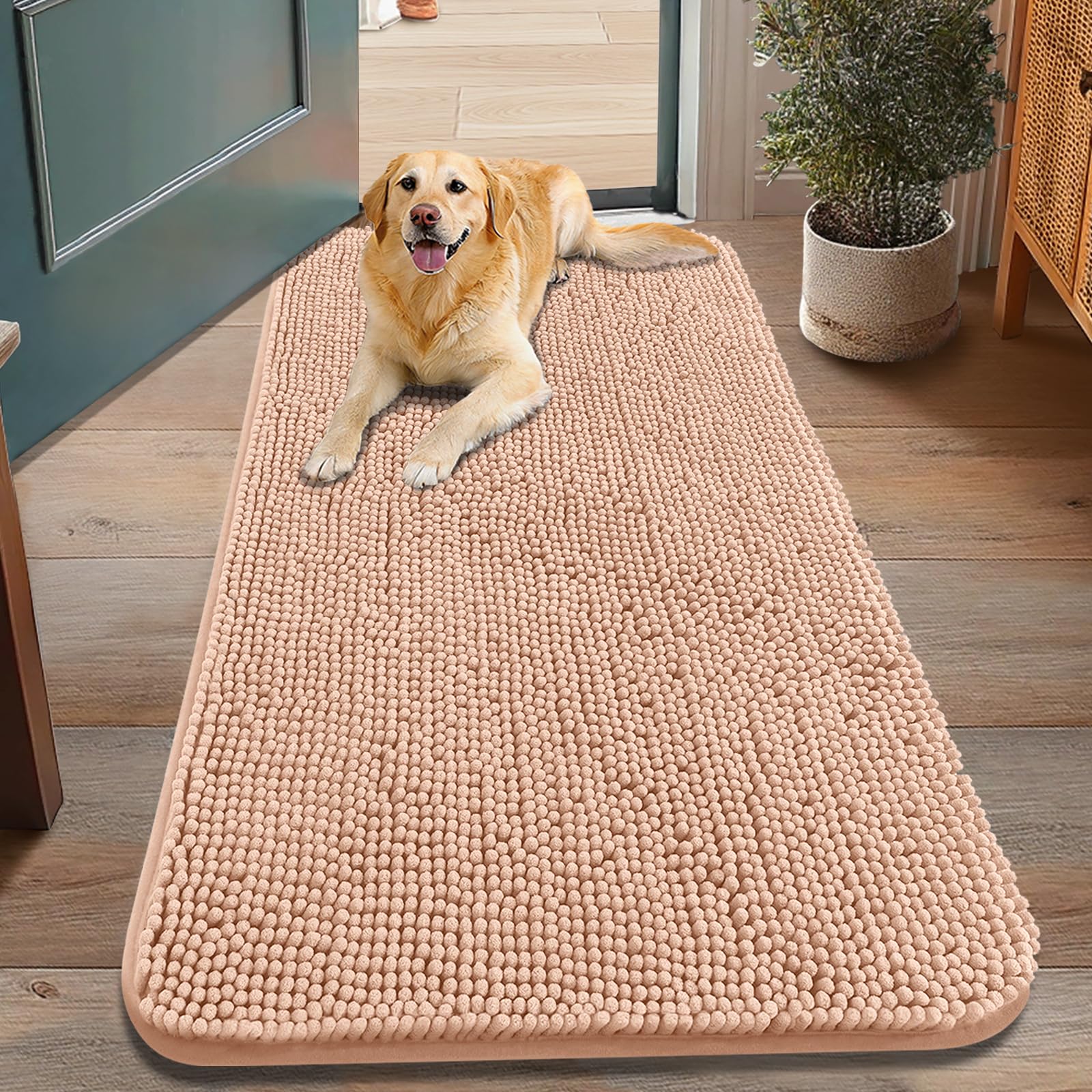 Smiry dog door mat peach soft touch for cozy entryway arrivals.