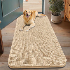 Smiry dog door mat plush-chenille closeup emphasizes soft comfort for pets and guests.