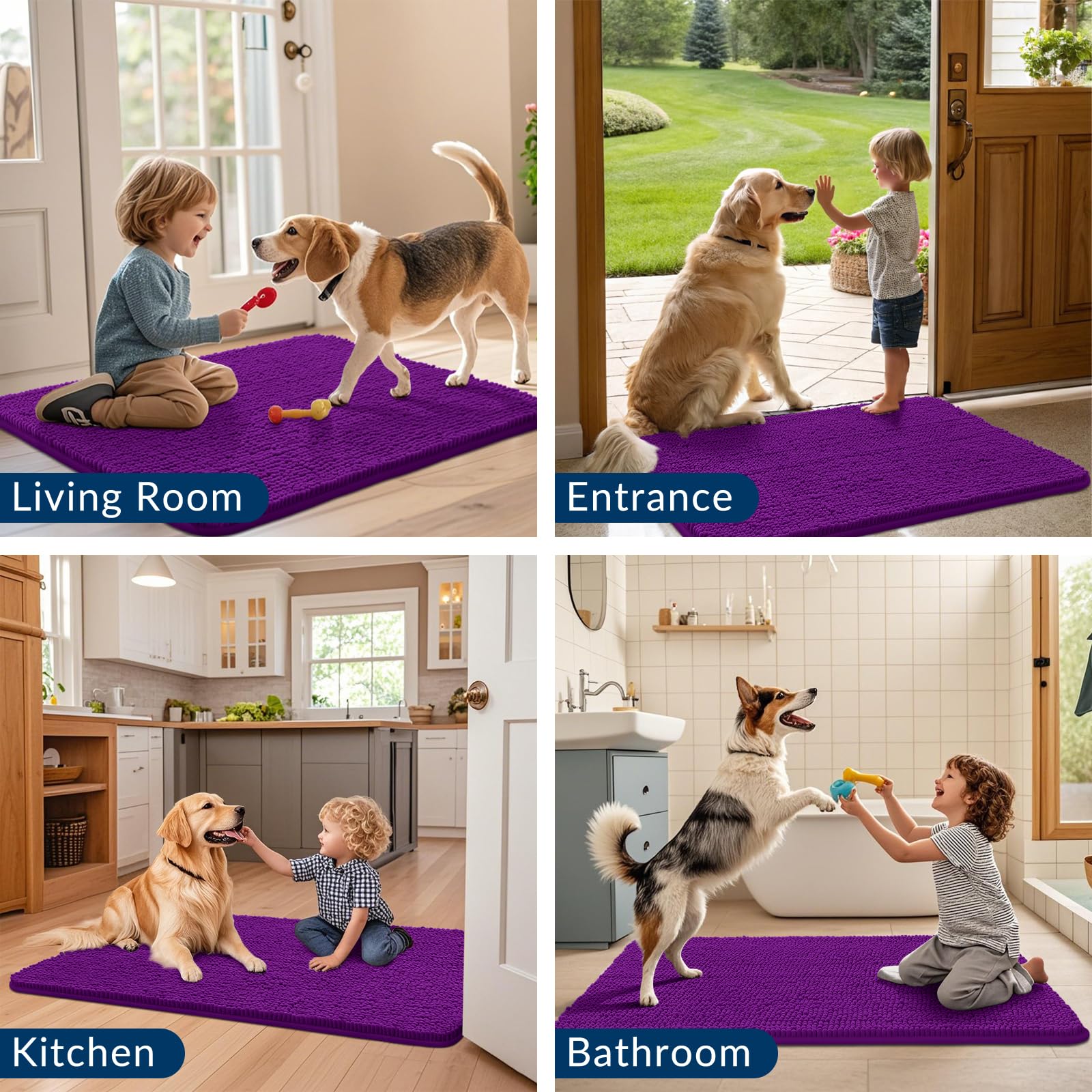 Smiry dog door mat purple color adds stylish home touch