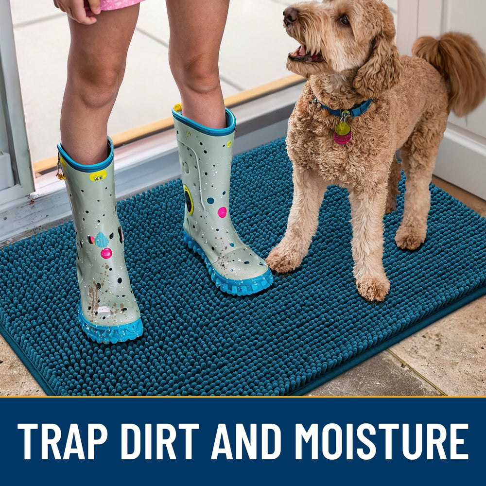 Smiry chenille door mat soft pile cushions paws and welcomes guests
