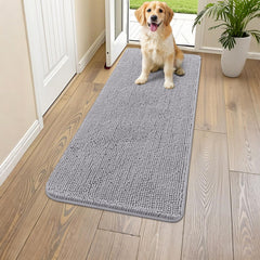 Smiry dog door mat with soft chenille touch at entry, cozy for paws