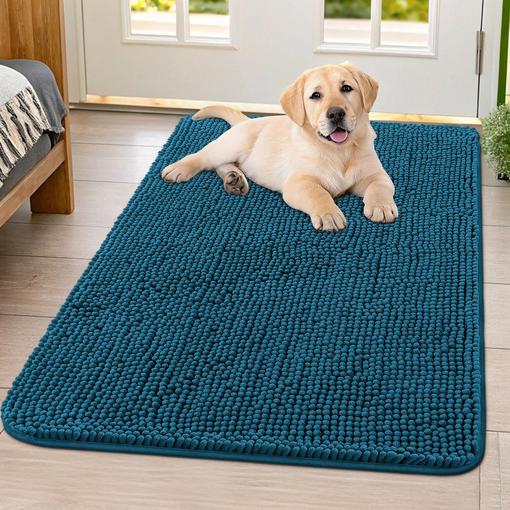 Smiry dog door mat soft pile provides cozy step for muddy paws.