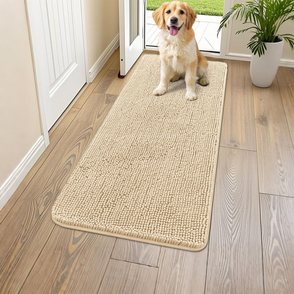 Smiry Dog Door Mat with soft plush pile cushions paws for cozy feet.