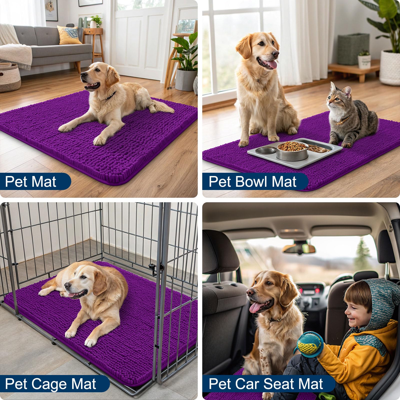 Smiry dog door mat machine washable and quick-dry chenille