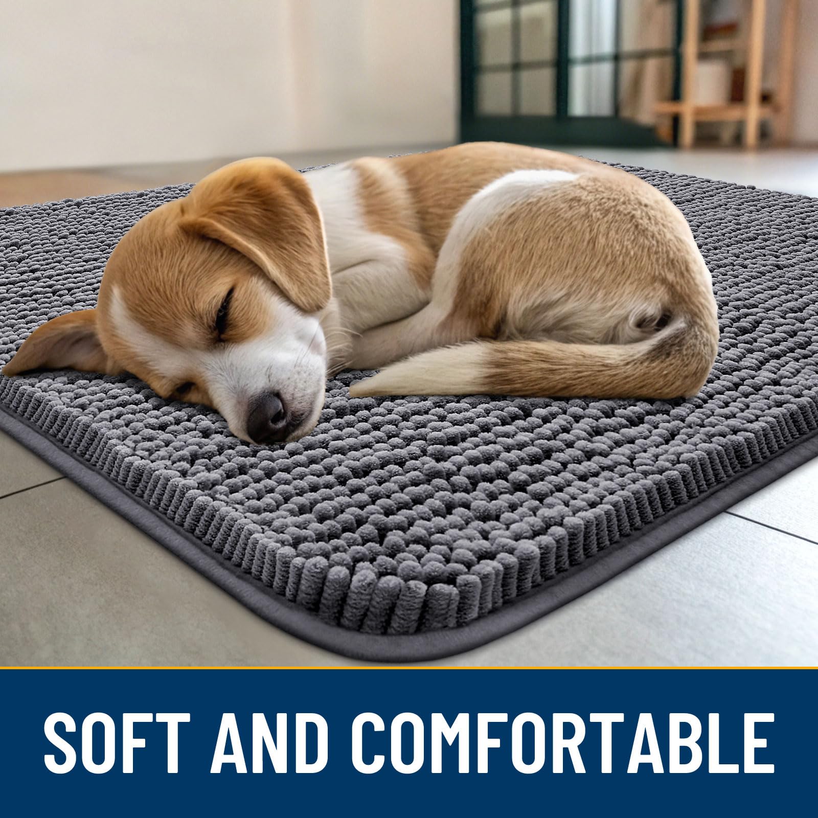 Smiry door mat absorbent-dirt-trap in action at entryway keeps mud outside.