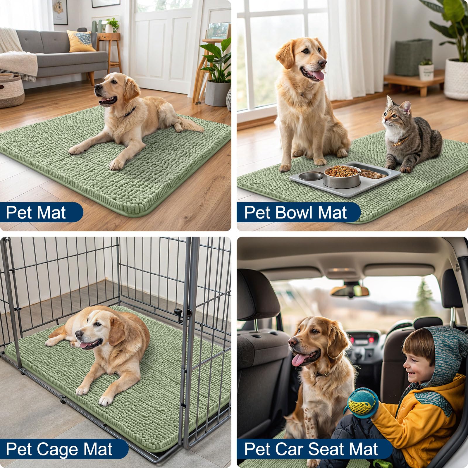 Smiry washable chenille mat dries quickly for fast reuse.