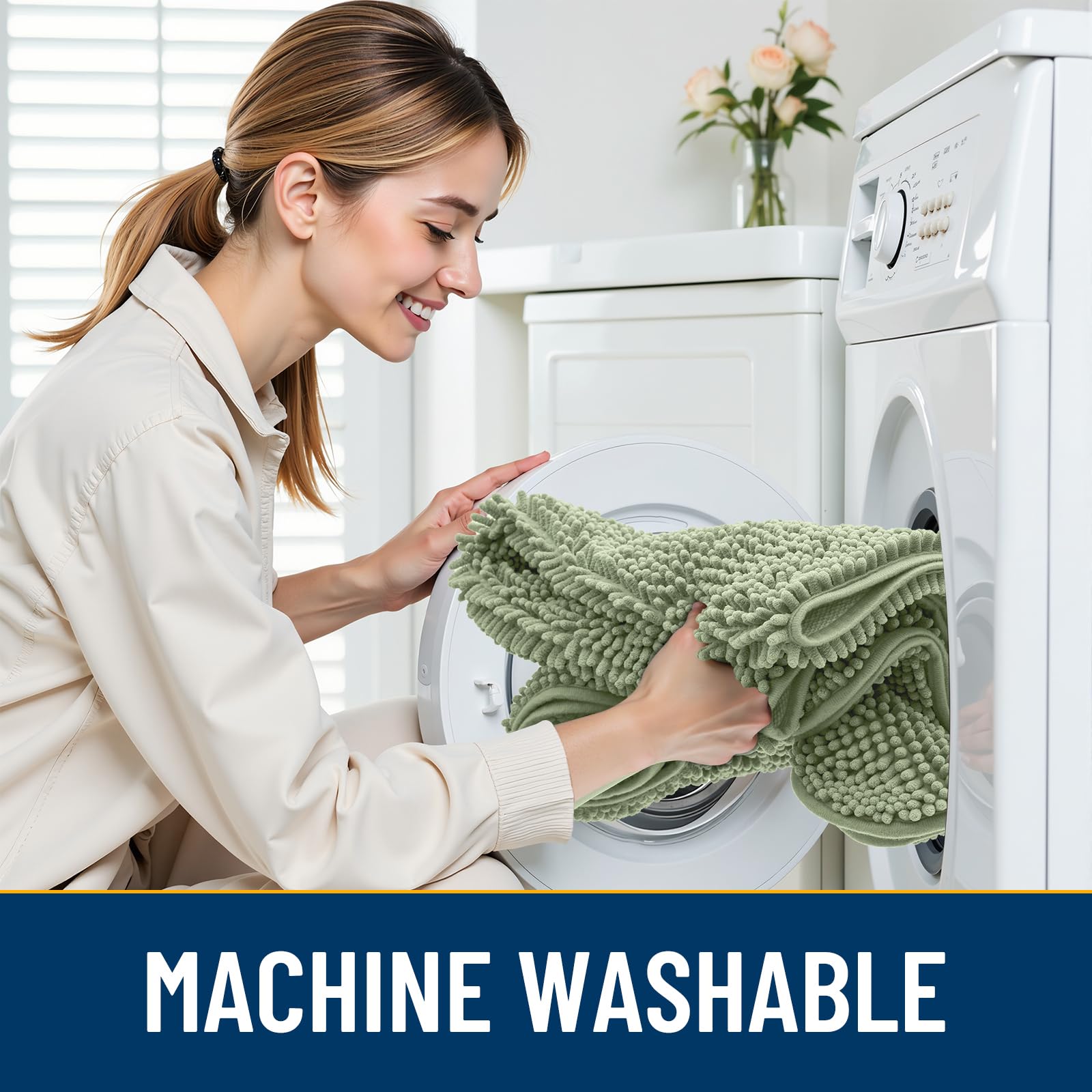 Smiry easy-clean machine-washable mat dries quickly after muddy use