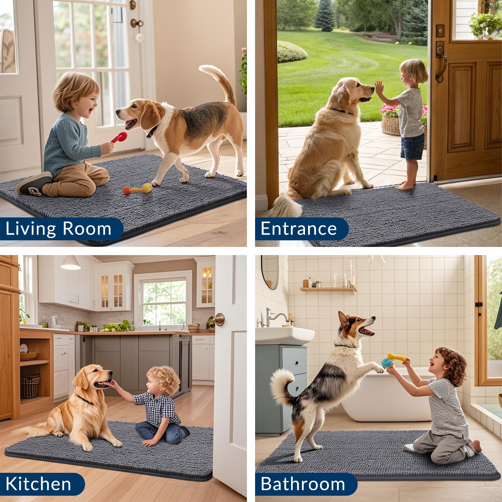 Smiry indoor entrance mat protects floors in entryways, lobbies, and porches.