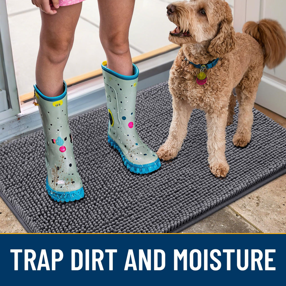 Smiry mud-paws entryway mat helps keep indoor floors clean after playtime.