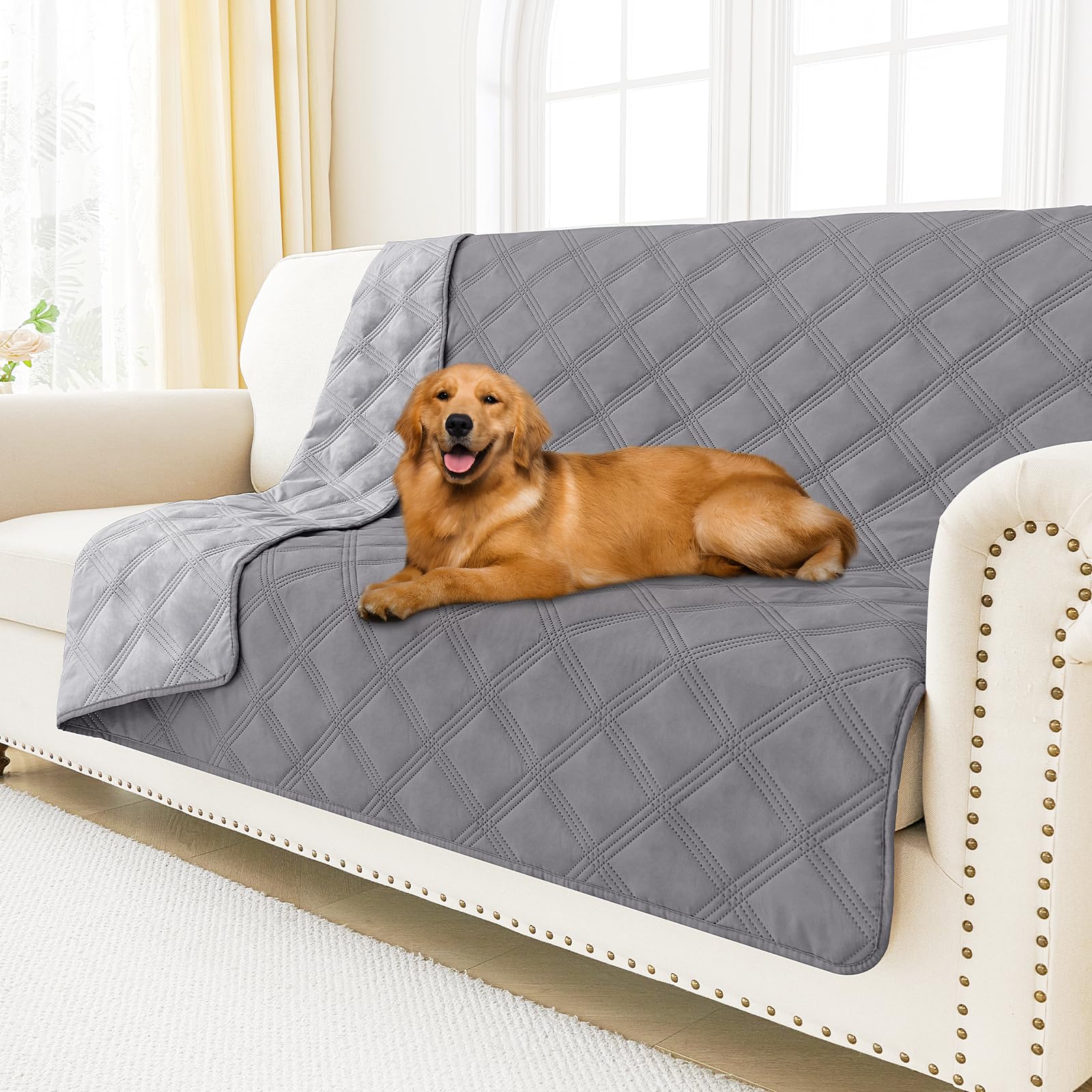 Smiry waterproof dog bed cover front view guards furniture from spills