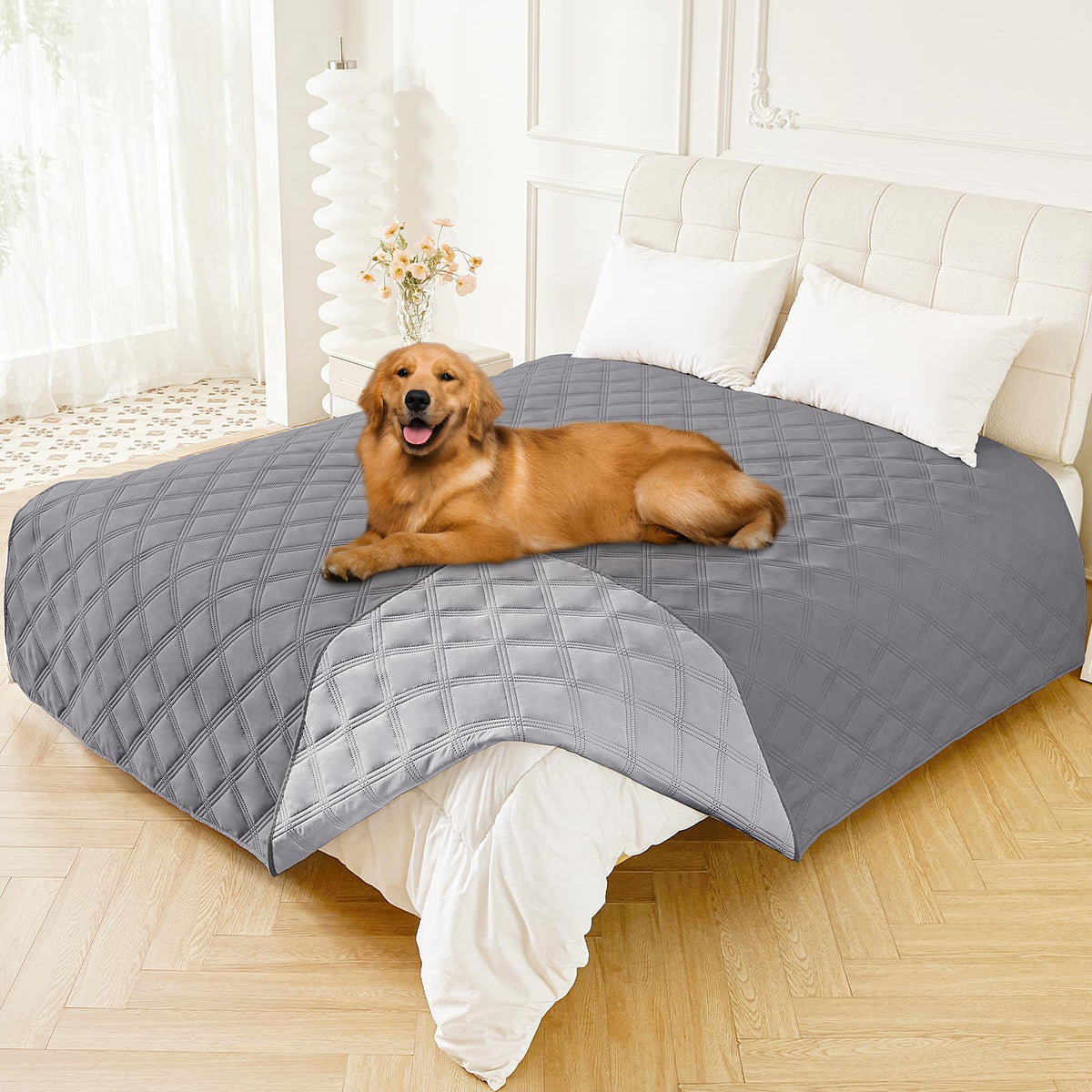 Smiry waterproof dog bed cover 82x102 protects furniture from spills.