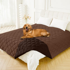 Smiry waterproof dog bed cover 82x102 drapes over a sofa, guarding against spills.