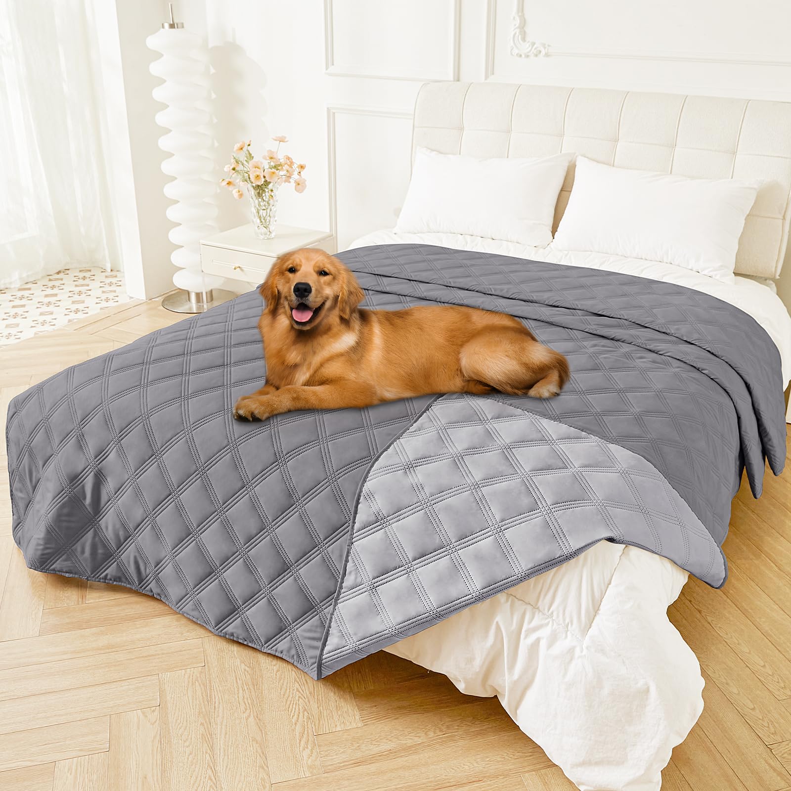 Smiry waterproof dog bed cover on grey 82x120 protecting sofa from spills