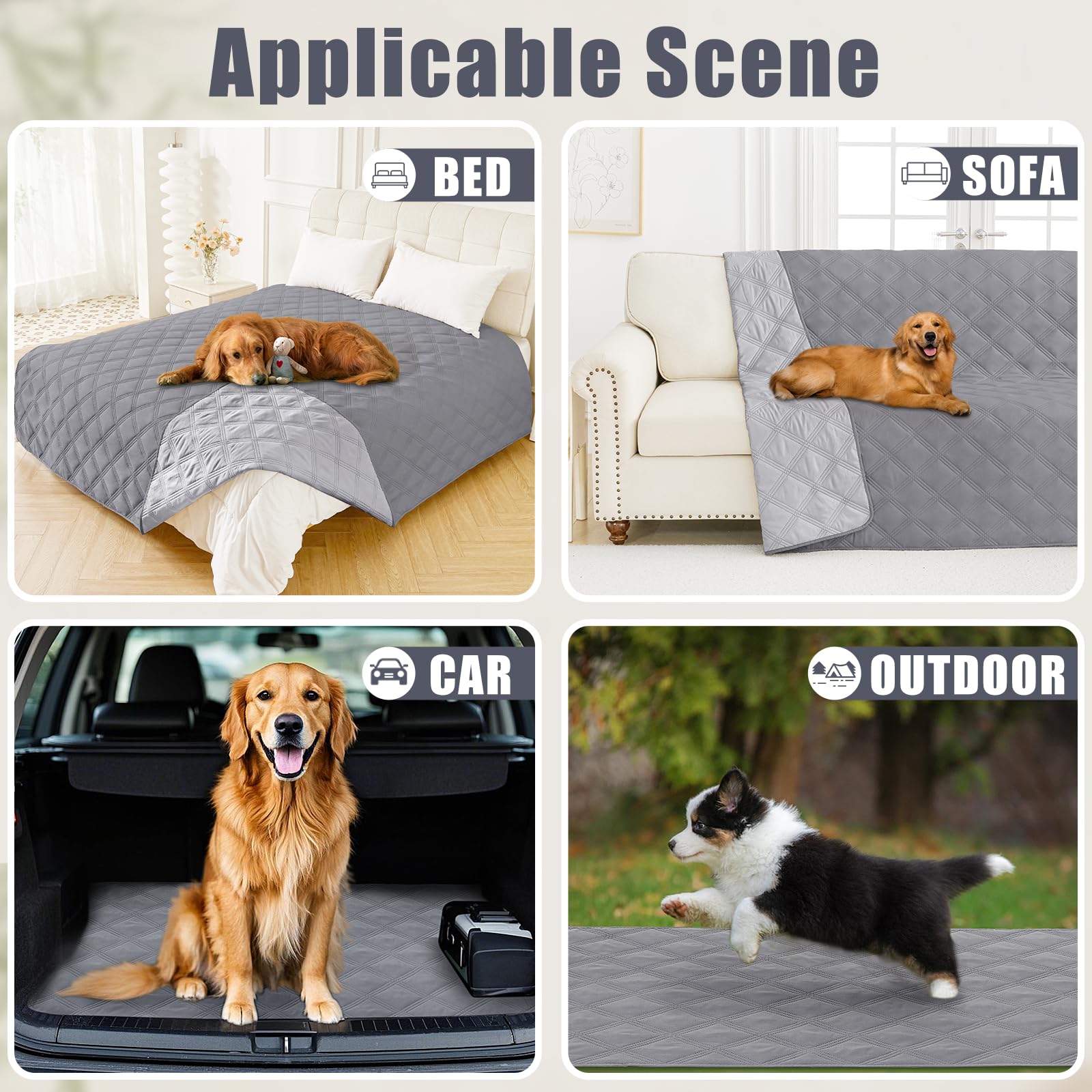 Smiry waterproof dog bed cover in car for easy pet travel cleanup