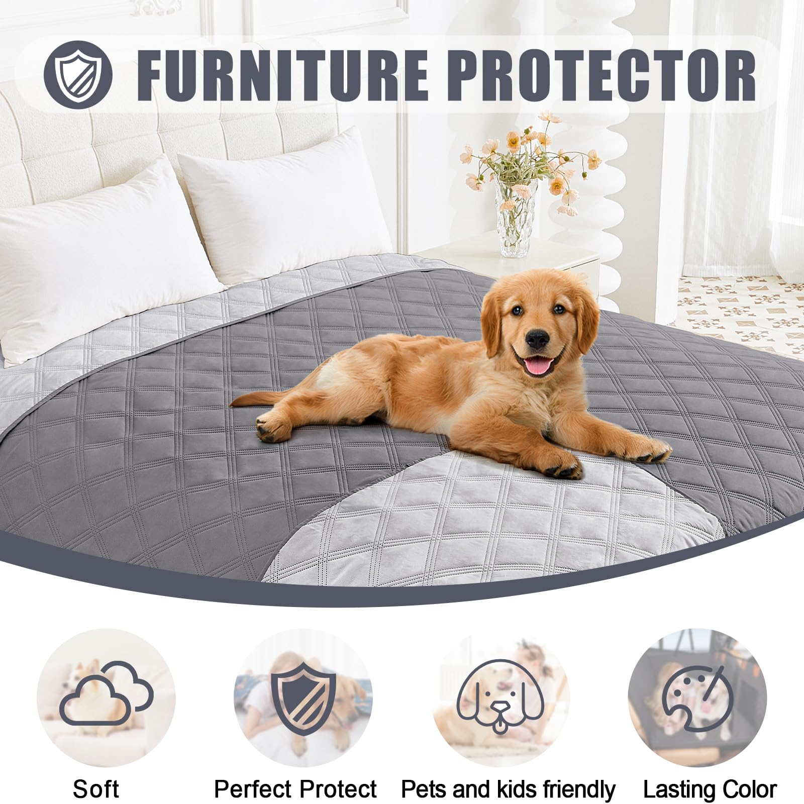 Smiry waterproof dog bed cover folded for compact storage