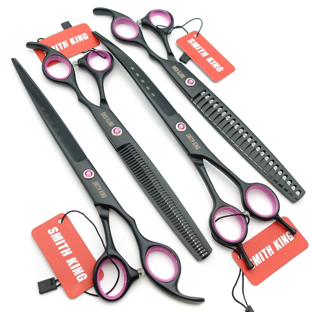 Smithking curved dog grooming scissors for natural contouring of a dog's coat