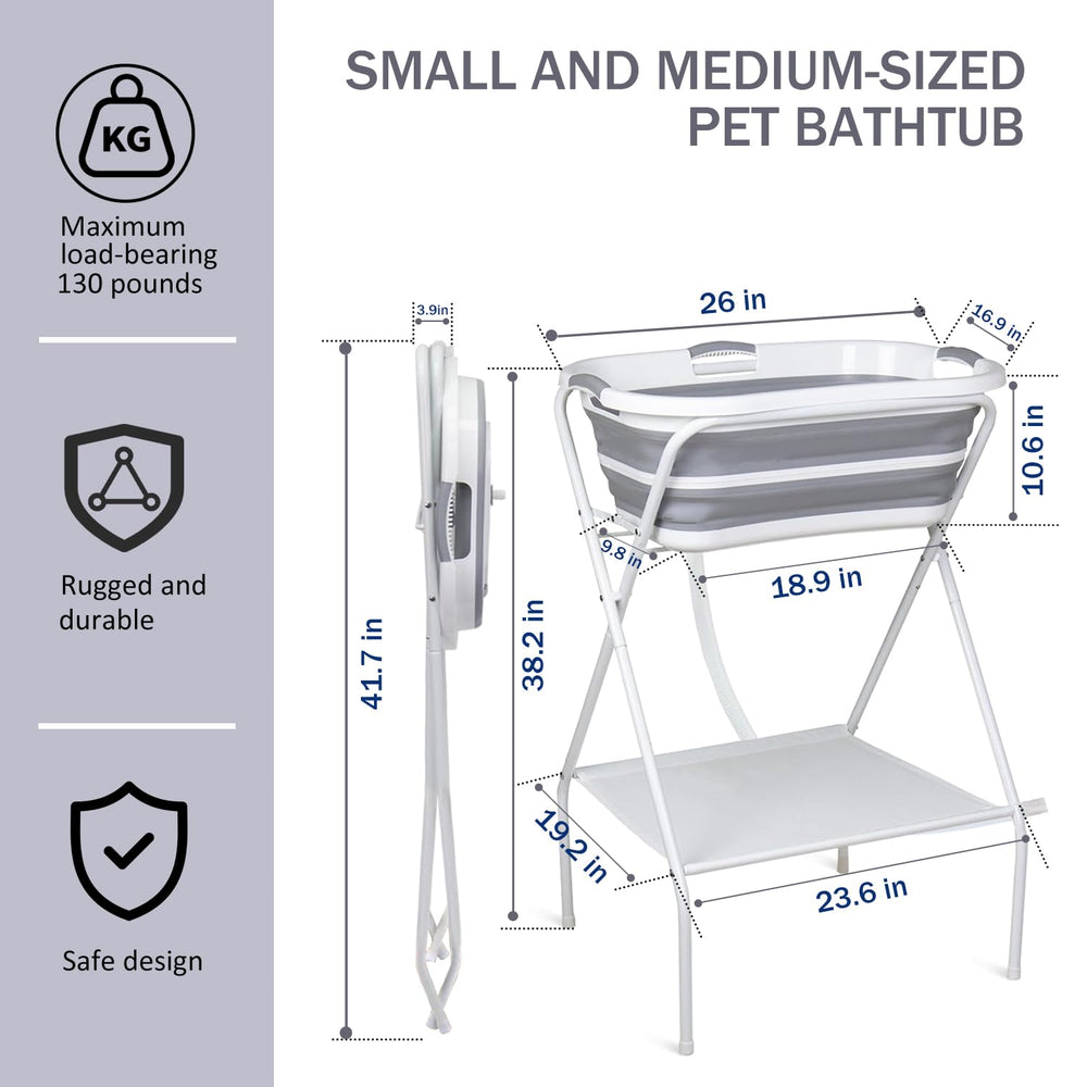 SMLXLXX dog-washing-station with drain-hose for quick water disposal.