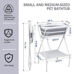 SMLXLXX dog-washing-station with drain-hose for quick water disposal.